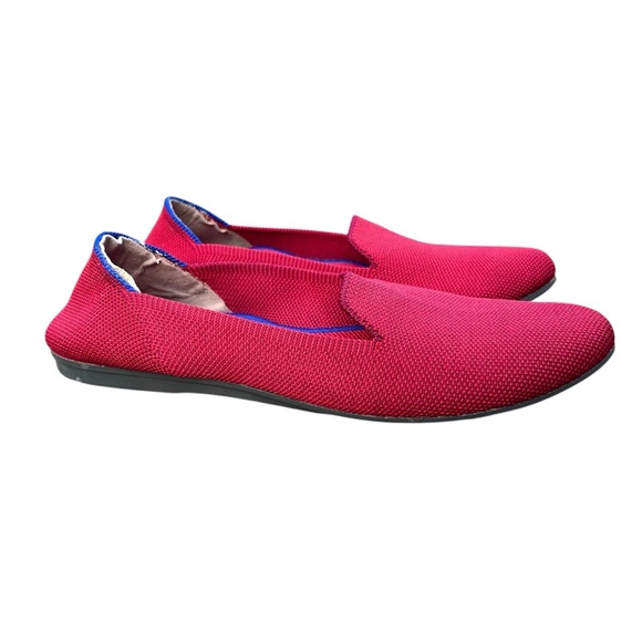 ROTHY’S The Loafer Slip On Flat Shoes Red Women’s Size 8 | Round Toe Blue Halo - Picture 4 of 11